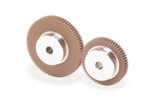 Spur gear made of plastic PA12G with steel core C45 module 3 15 teeth tooth width 30mm outside diameter 51mm 